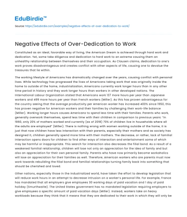 Negative Effects of Over-Dedication to Work
