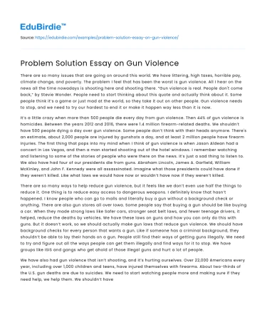 The Gun Violence Epidemic