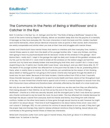 The Commons in the Perks of Being a Wallflower and a Catcher in the Rye