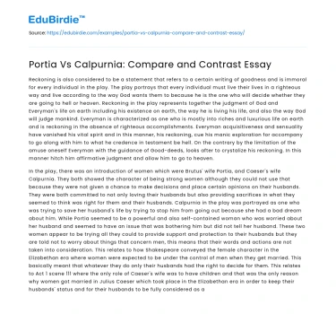 Contrasting Depictions of Portia and Calpurnia