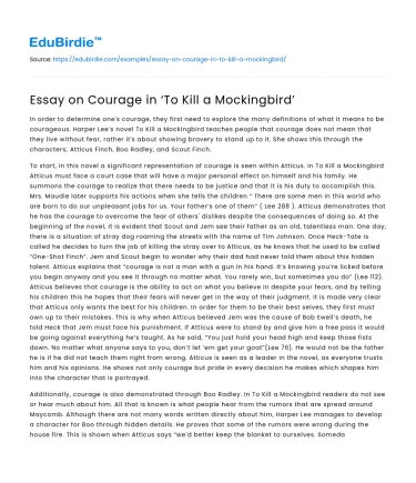 Essay on Courage in ‘To Kill a Mockingbird’