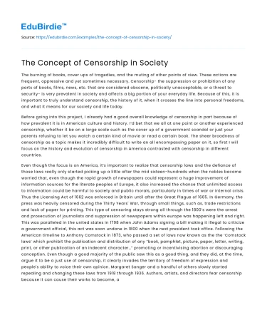 The Concept of Censorship in Society