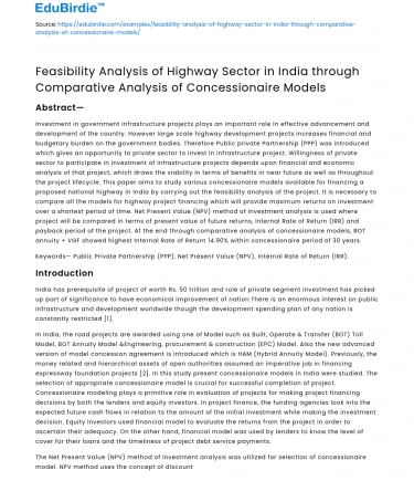 India’s Highway Sector: Feasibility & Concessionaire Models