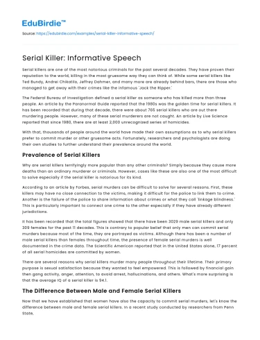Serial Killer: Informative Speech