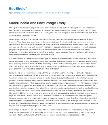 Social Media and Body Image Essay