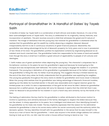 Portrayal of Grandfather in ‘A Handful of Dates’ by Tayeb Salih