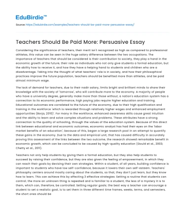 Teachers Should Be Paid More: Persuasive Essay