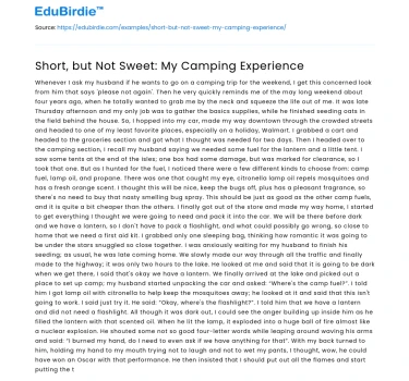 Short, but Not Sweet: My Camping Experience