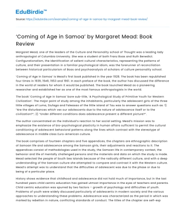 ‘Coming of Age in Samoa’ by Margaret Mead: Book Review