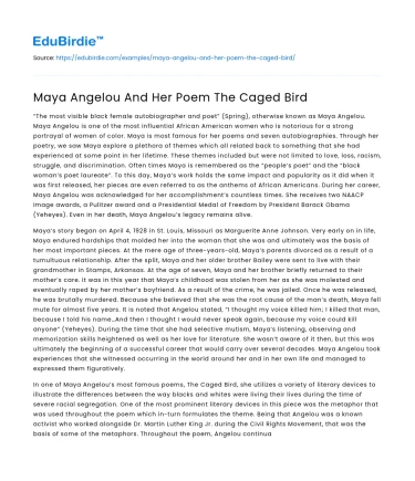 Maya Angelou And Her Poem The Caged Bird
