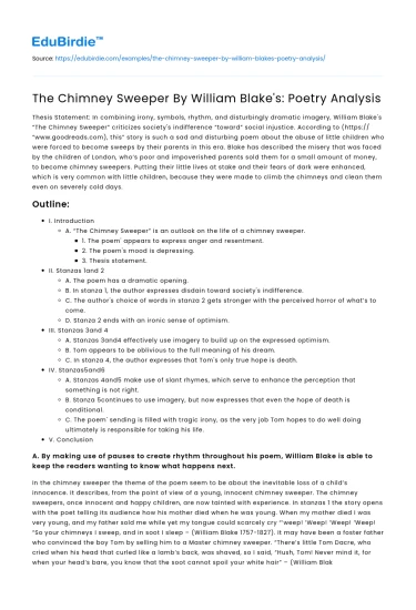 The Chimney Sweeper By William Blake’s: Poetry Analysis