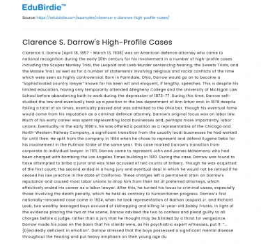 Clarence S. Darrow’s High-Profile Cases