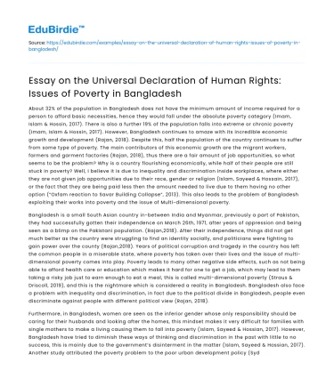 Poverty Issues in Bangladesh: Universal Declaration of Human Rights
