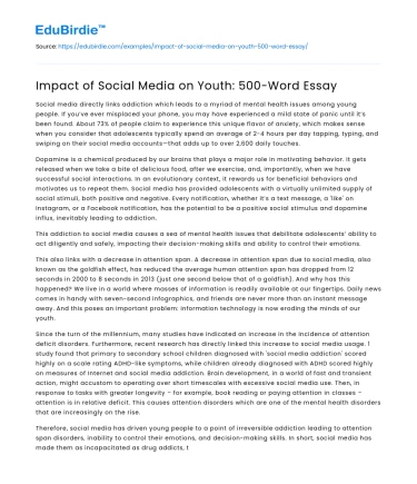 Impact of Social Media on Youth: 500-Word Essay