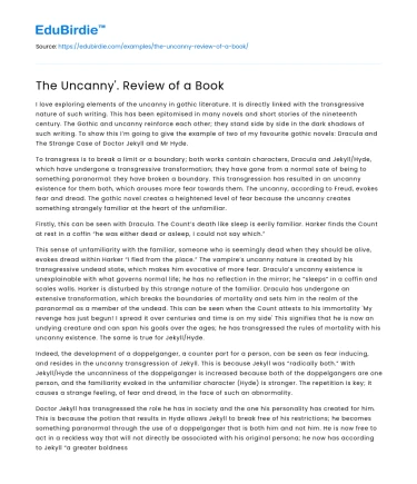 The Uncanny’. Review of a Book