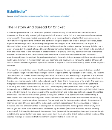 The History And Spread Of Cricket