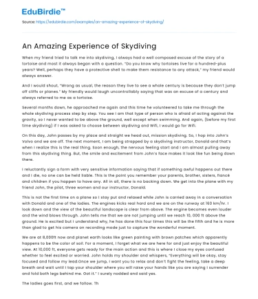 An Amazing Experience of Skydiving