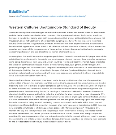Western Cultures Unattainable Standard of Beauty