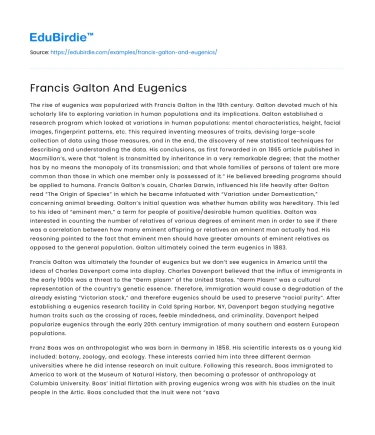 Francis Galton And Eugenics