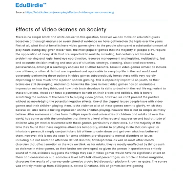 Effects of Video Games on Society