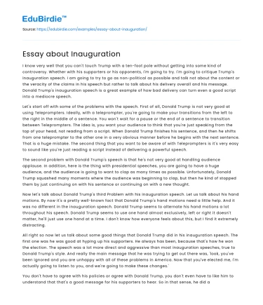 Essay about Inauguration