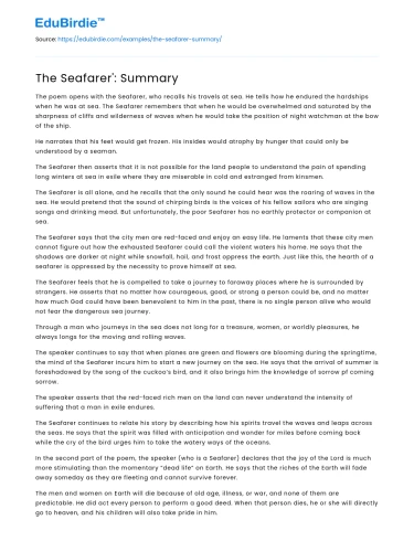 The Seafarer’: Summary