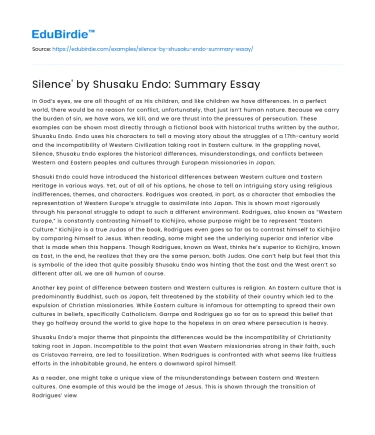 Silence’ by Shusaku Endo: Summary Essay