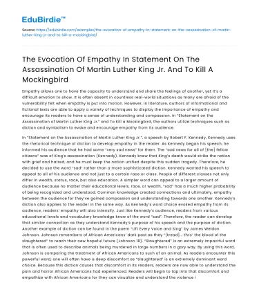 Evoking Empathy in MLK Assassination and To Kill A Mockingbird