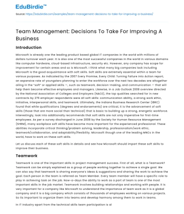 Team Management: Decisions To Take For Improving A Business