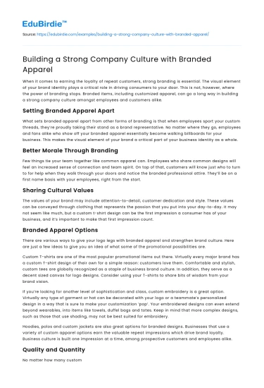 Building a Strong Company Culture with Branded Apparel