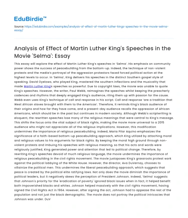 Impact of MLK’s Speeches in ‘Selma’ Film
