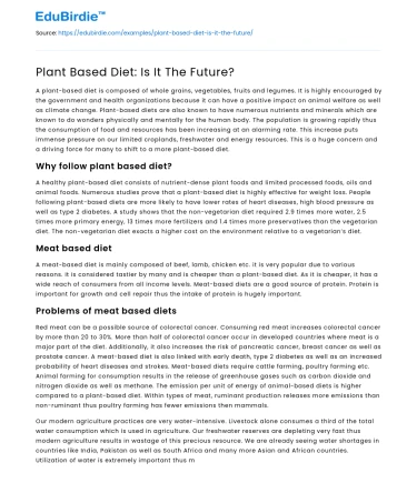 Plant Based Diet: Is It The Future?