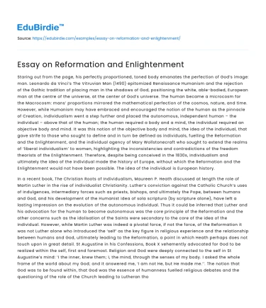 Essay on Reformation and Enlightenment