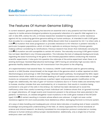 The Features Of Human Genome Editing