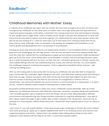 Childhood Memories with Mother: Essay