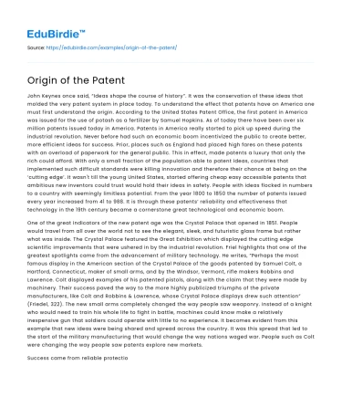 Origin of the Patent