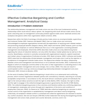 Effective Collective Bargaining and Conflict Management