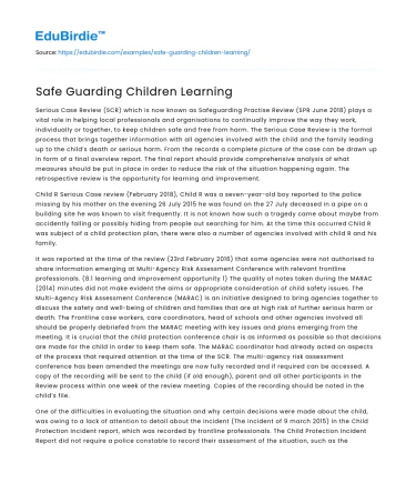 Safe Guarding Children Learning