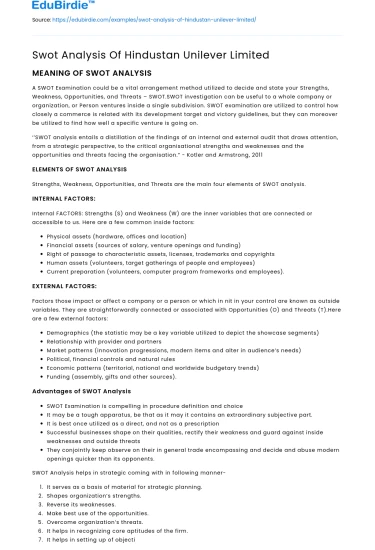 Comprehensive Evaluation of Hindustan Unilever Limited