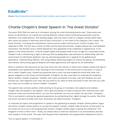 Charlie Chaplin’s Great Speech in ‘The Great Dictator’