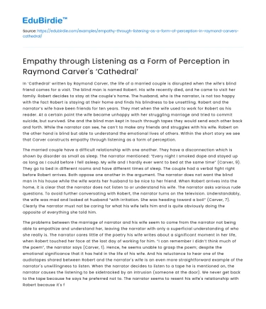Empathy through Listening in Raymond Carver’s ‘Cathedral’