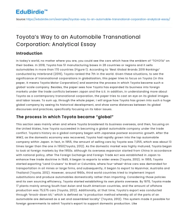 Toyota’s Way to an Automobile Transnational Corporation