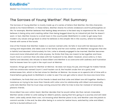 The Sorrows of Young Werther’: Plot Summary