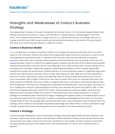 Strengths and Weaknesses of Costco’s Business Strategy