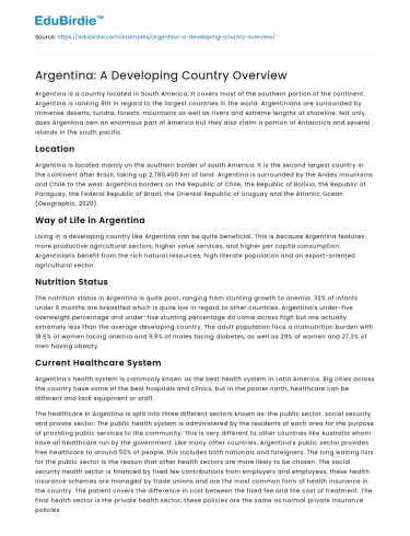 Argentina: A Developing Country Overview