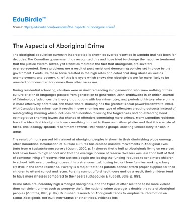 The Aspects of Aboriginal Crime