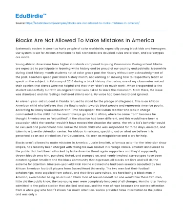 Blacks Are Not Allowed To Make Mistakes In America