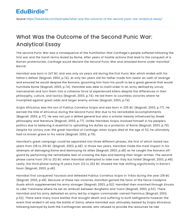 What Was the Outcome of the Second Punic War: Analytical Essay