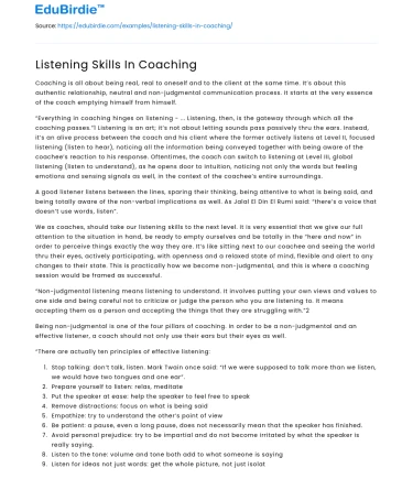 Listening Skills In Coaching