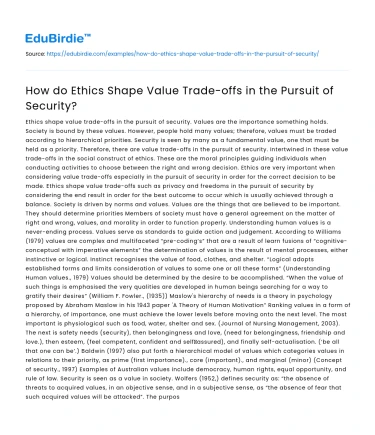 How do Ethics Shape Value Trade-offs in the Pursuit of Security?